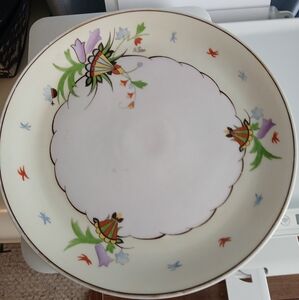 Porcelain Plate Z.S.& CO Bavaria ART DECO Floral 11" Hand Painted Signed